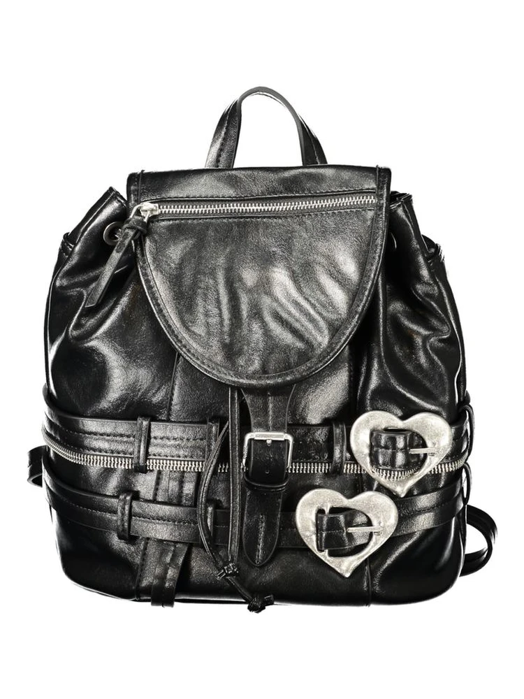 Black Polyurethane Womens Backpack