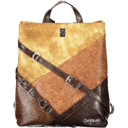 Brown Polyurethane Women's Backpack