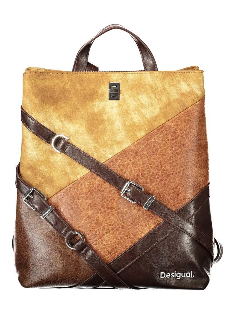 Brown Polyurethane Women's Backpack