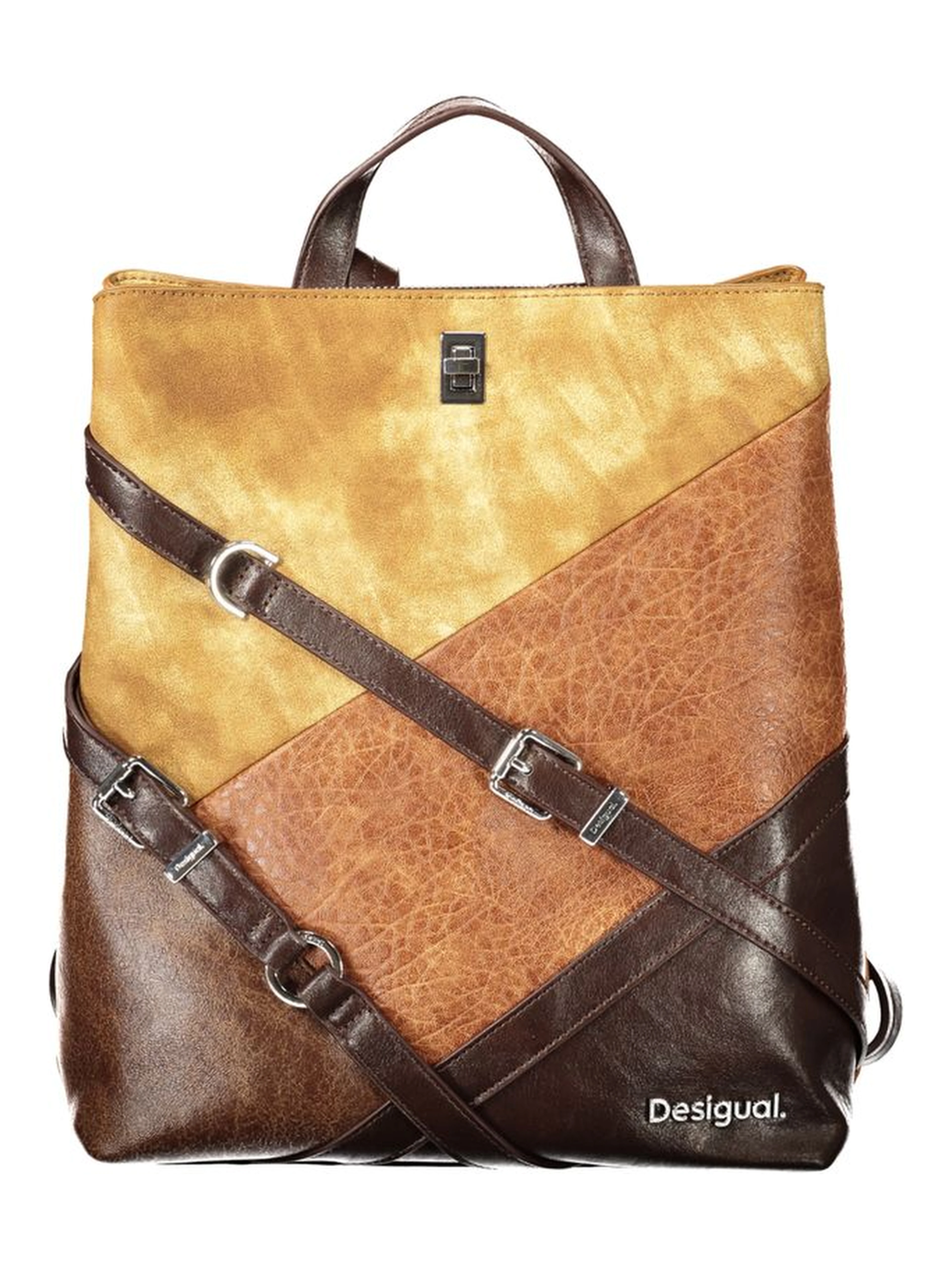 Brown Polyurethane Women's Backpack