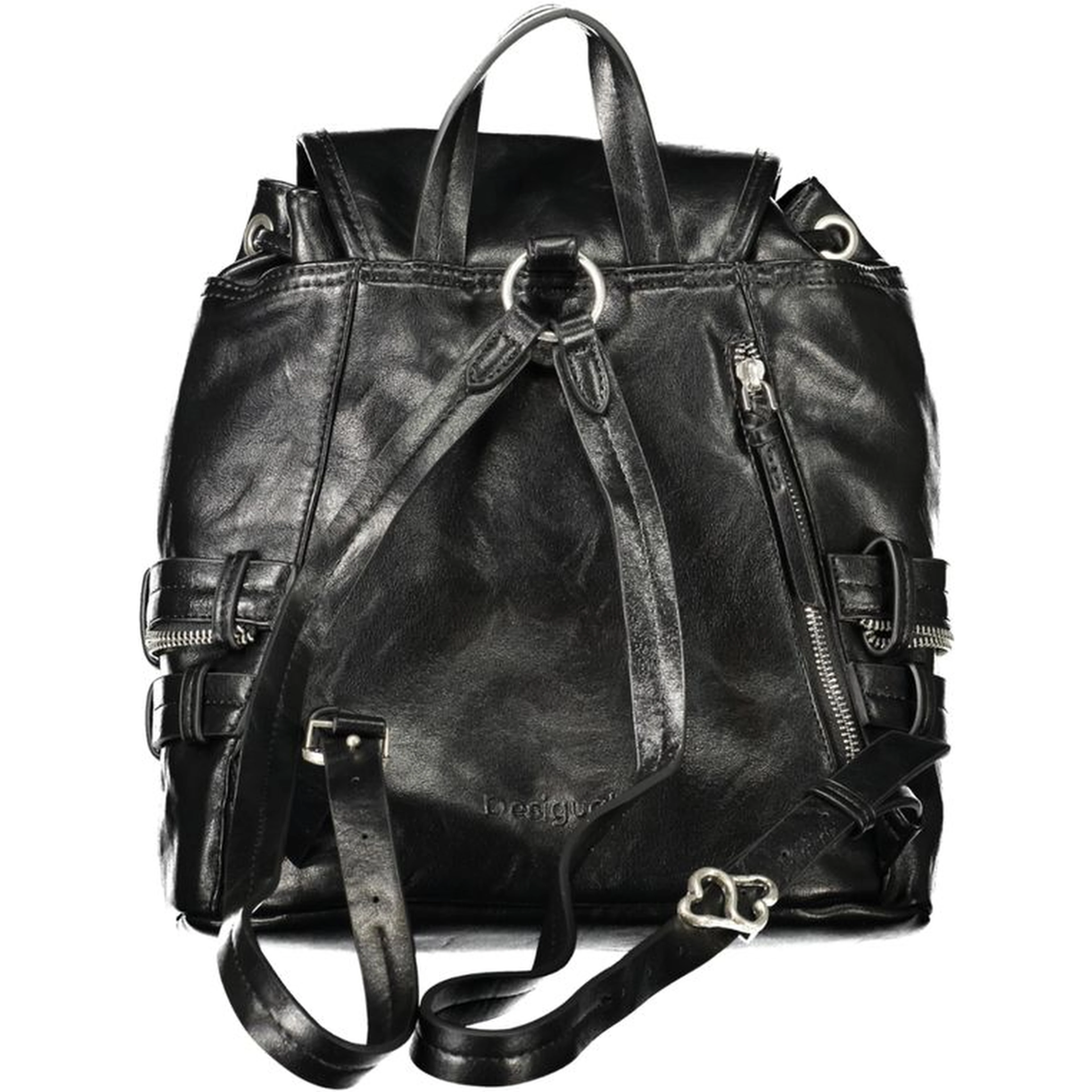 Black Polyurethane Womens Backpack