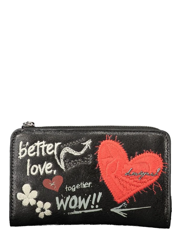 Black Polyurethane Womens Wallet