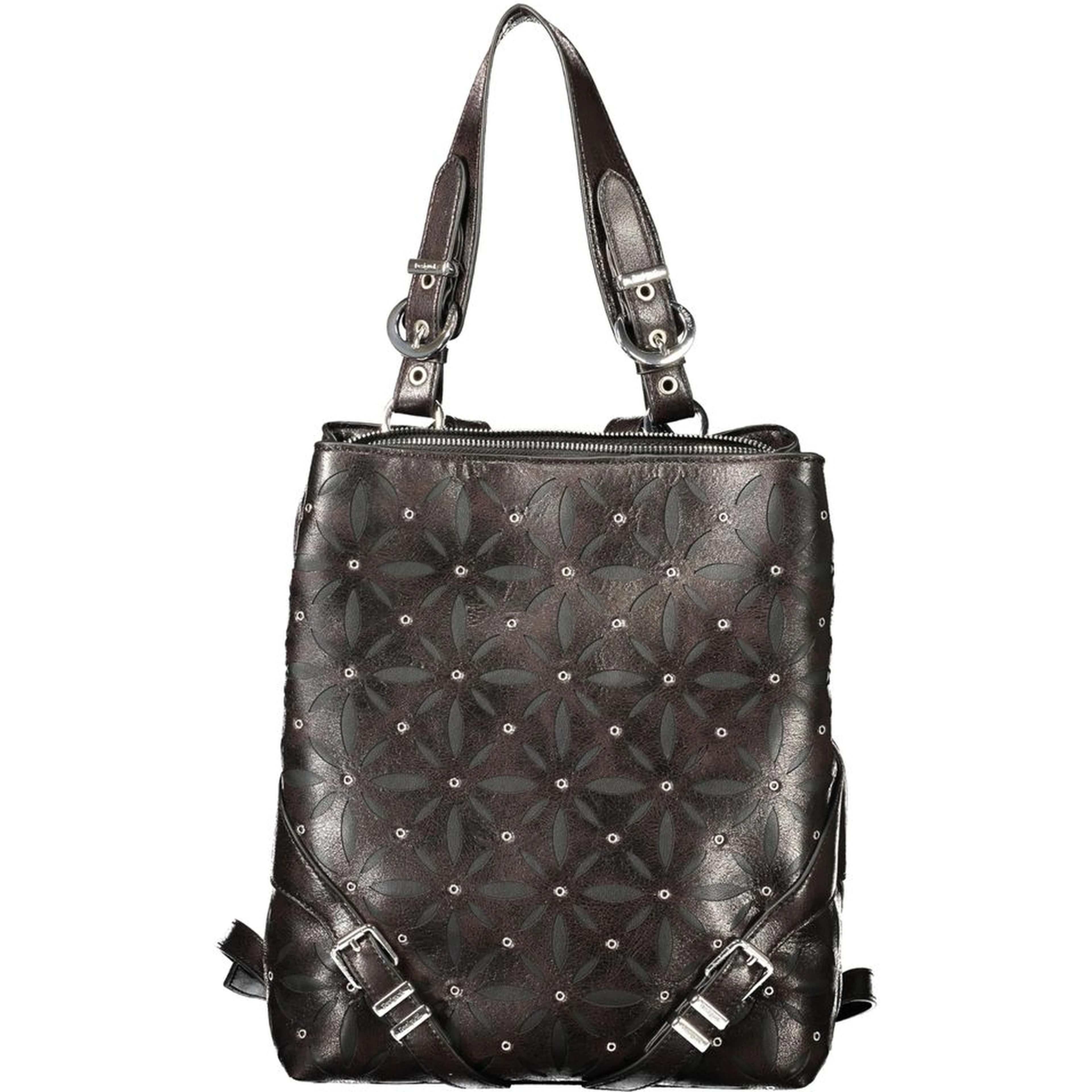 Black Polyurethane Women's Backpack