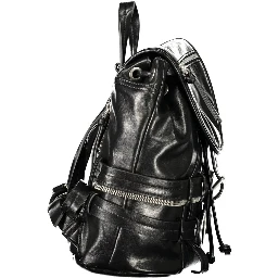 Black Polyurethane Womens Backpack