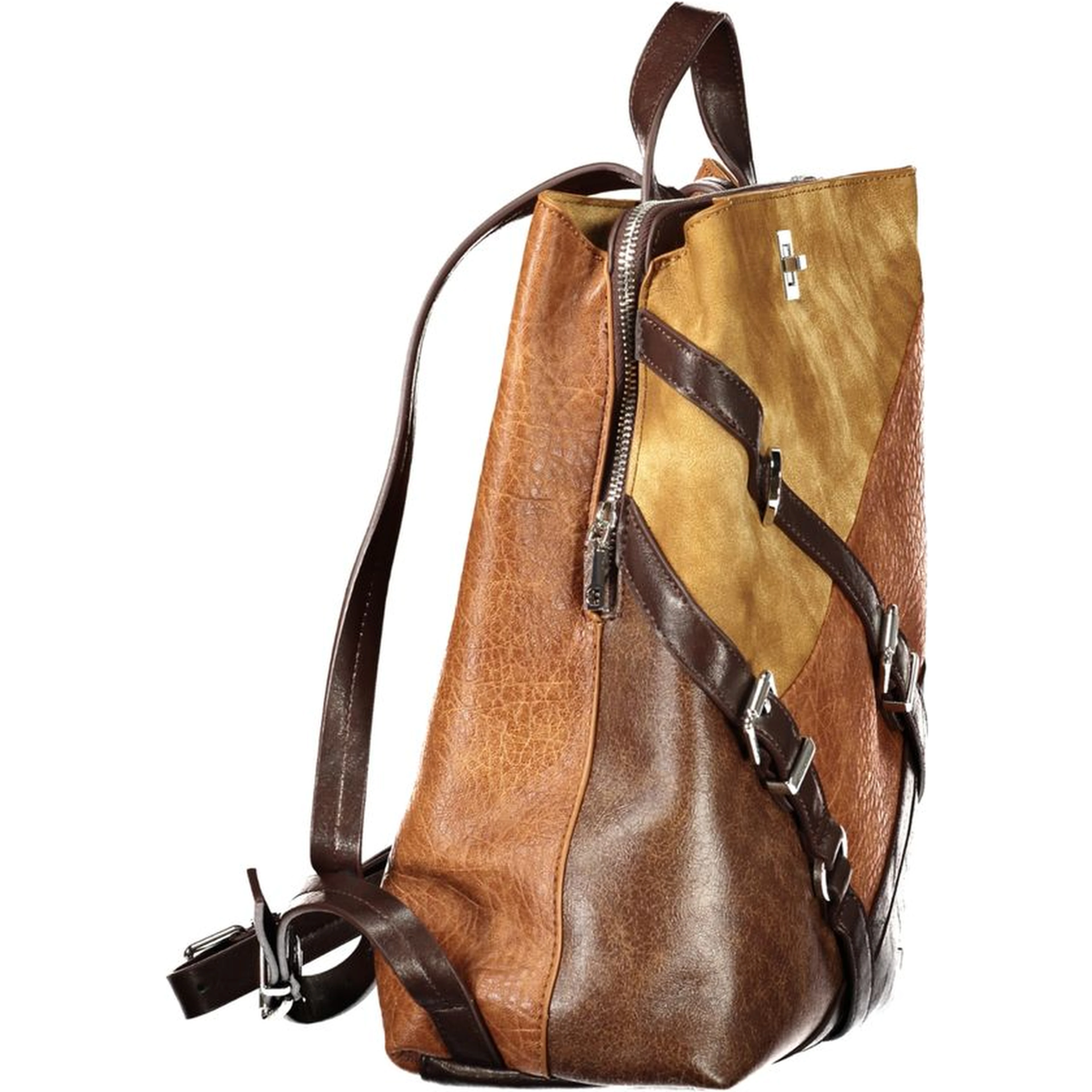 Brown Polyurethane Women's Backpack