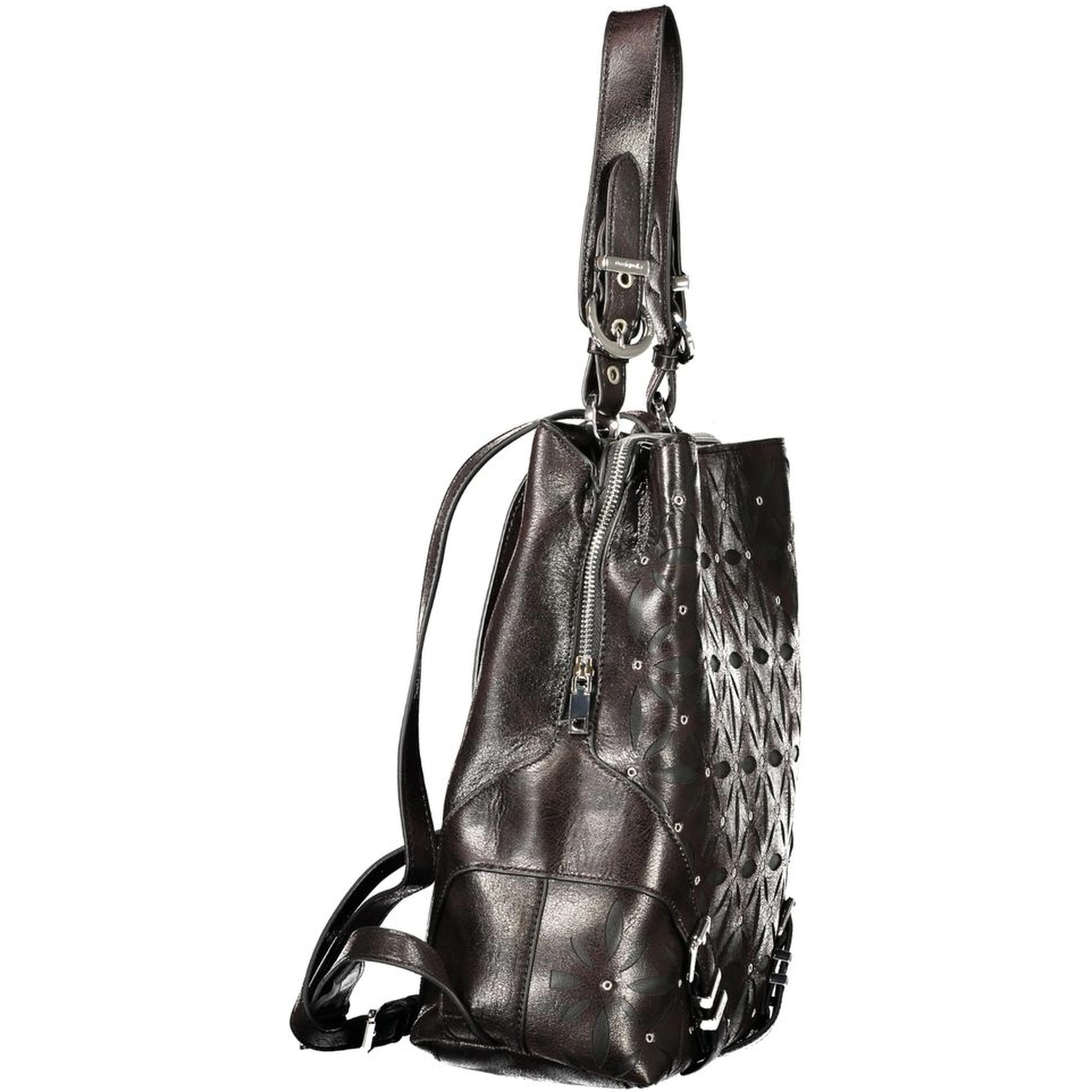 Black Polyurethane Women's Backpack