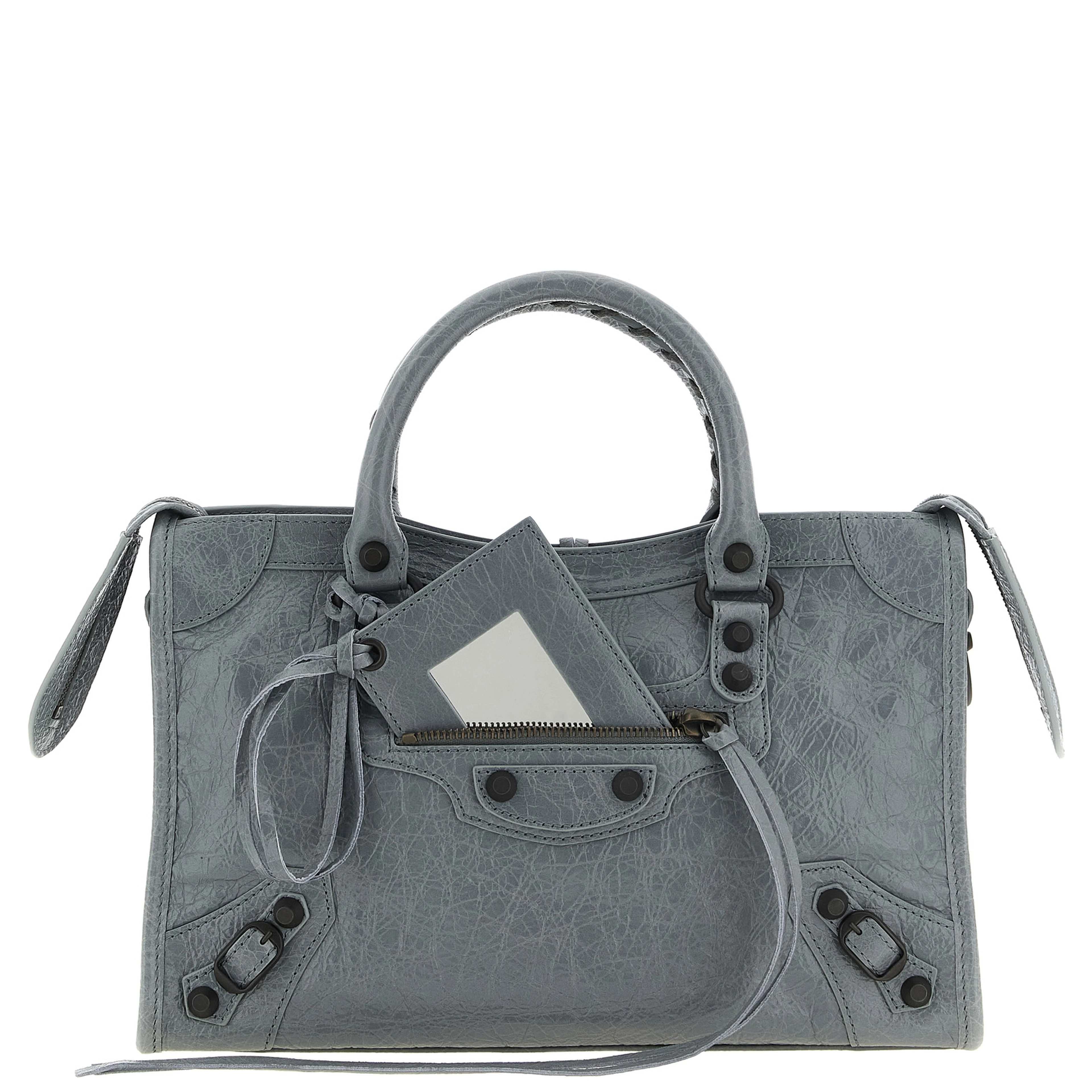 Gray Lamb Leather Handbag