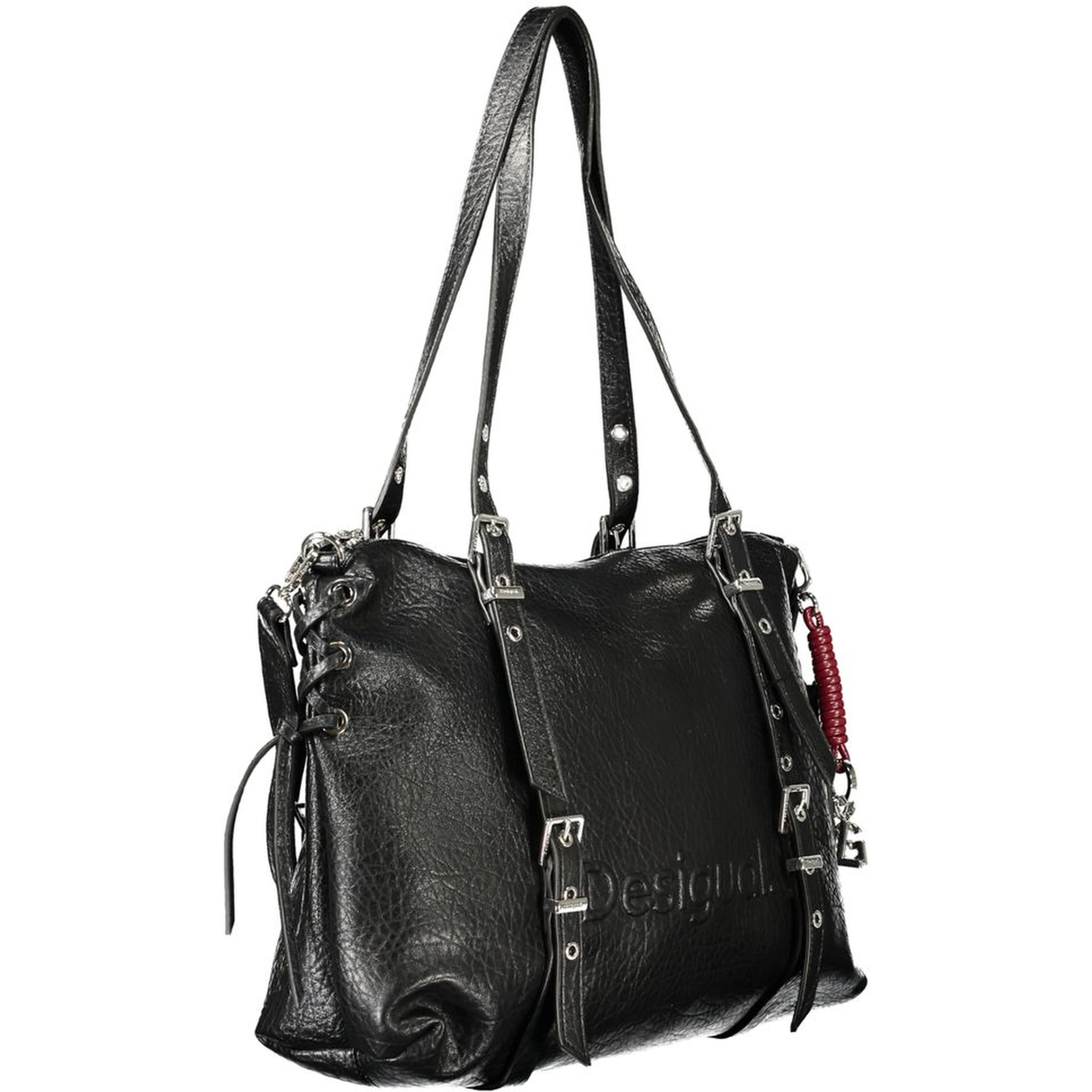 Black Polyurethane Women Bag