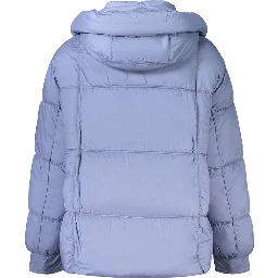 Blue Polyester Womens Jacket With Removable Hood