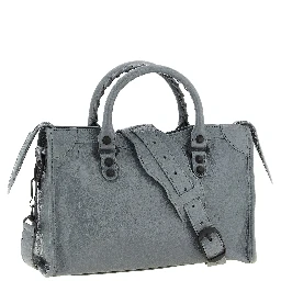 Gray Lamb Leather Handbag