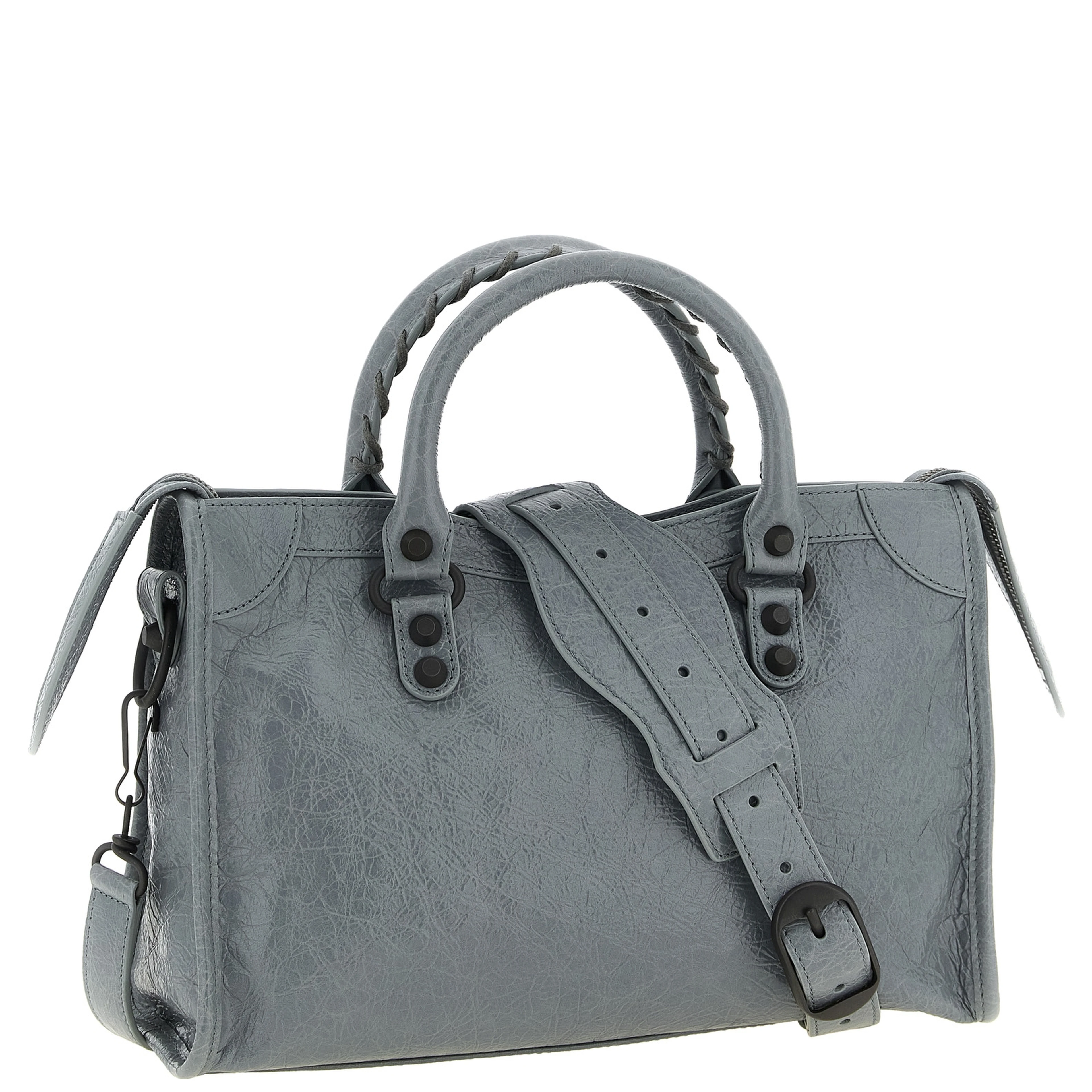 Gray Lamb Leather Handbag