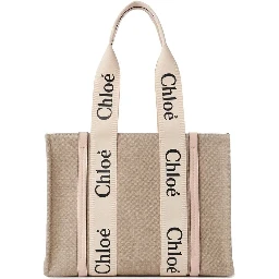 Beige Linen Tote Bag