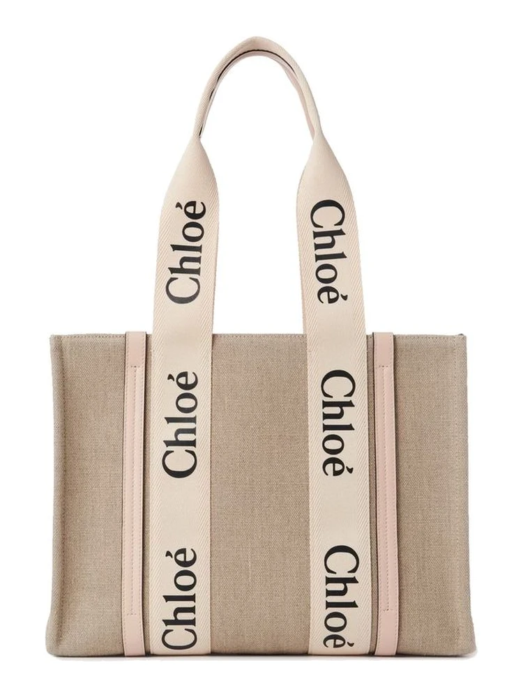 Beige Linen Tote Bag