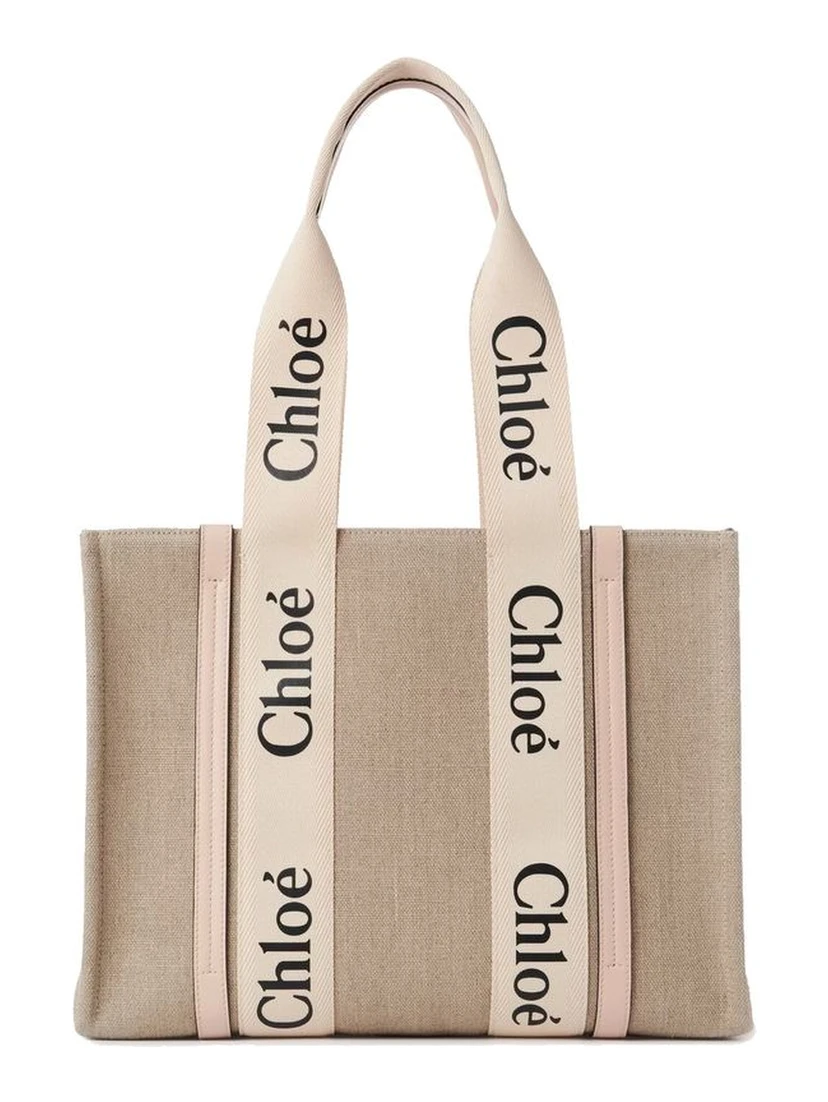 Beige Linen Tote Bag