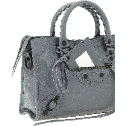 Gray Lamb Leather Handbag