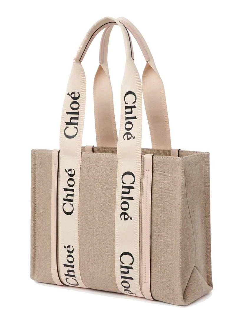 Beige Linen Tote Bag