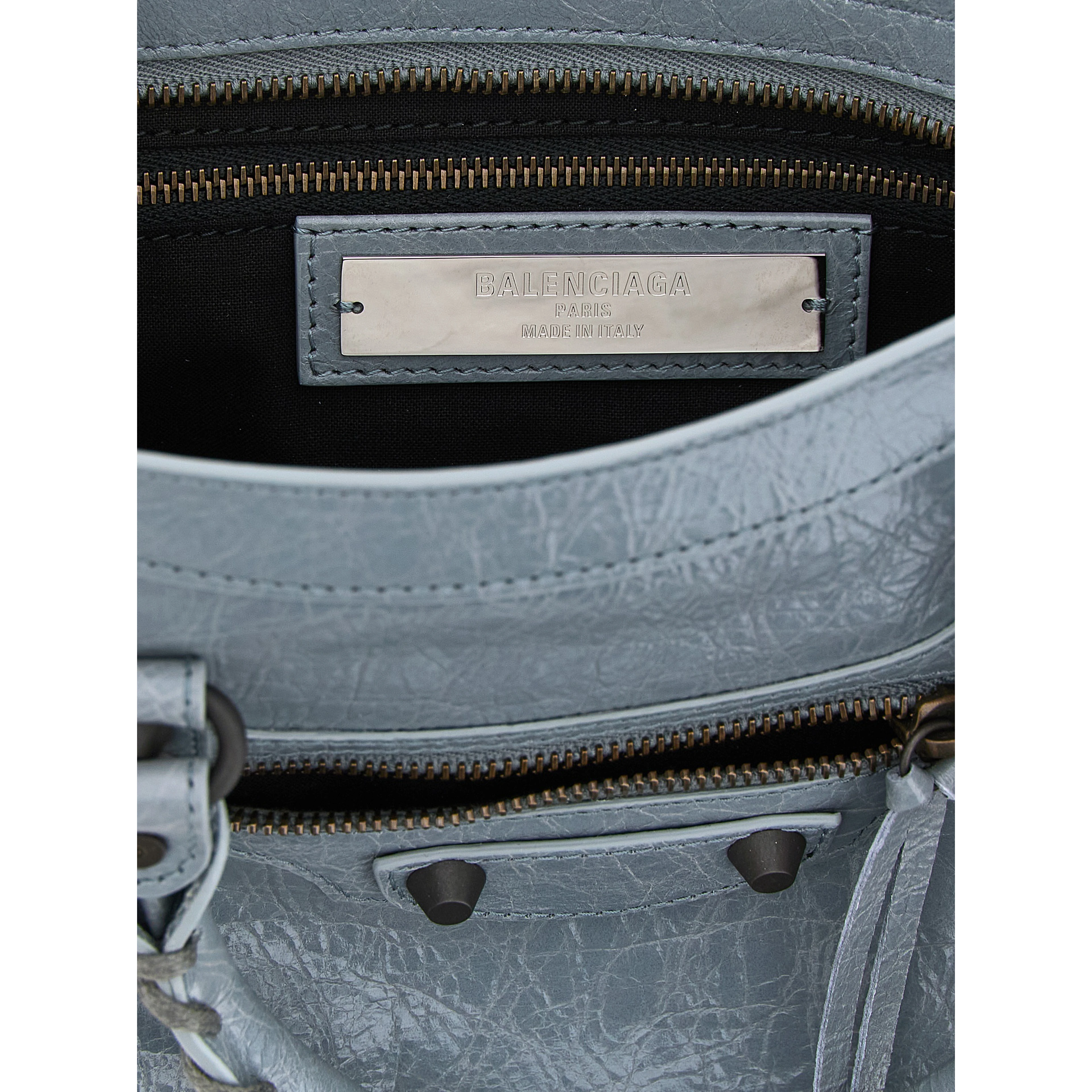 Gray Lamb Leather Handbag