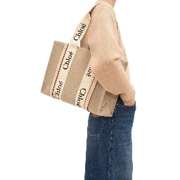Beige Linen Tote Bag