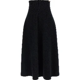Black Cashmere Midi Skirt