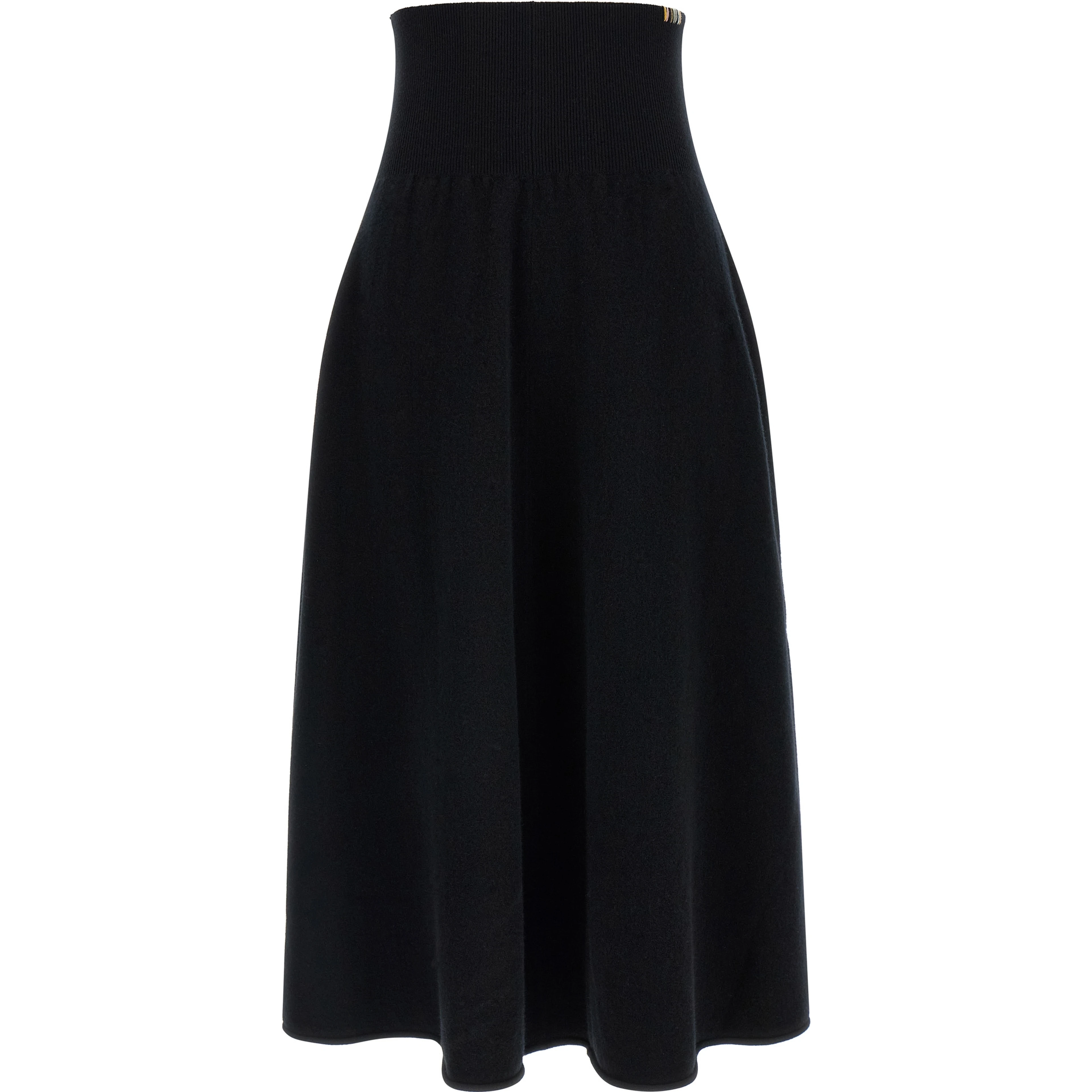 Black Cashmere Midi Skirt