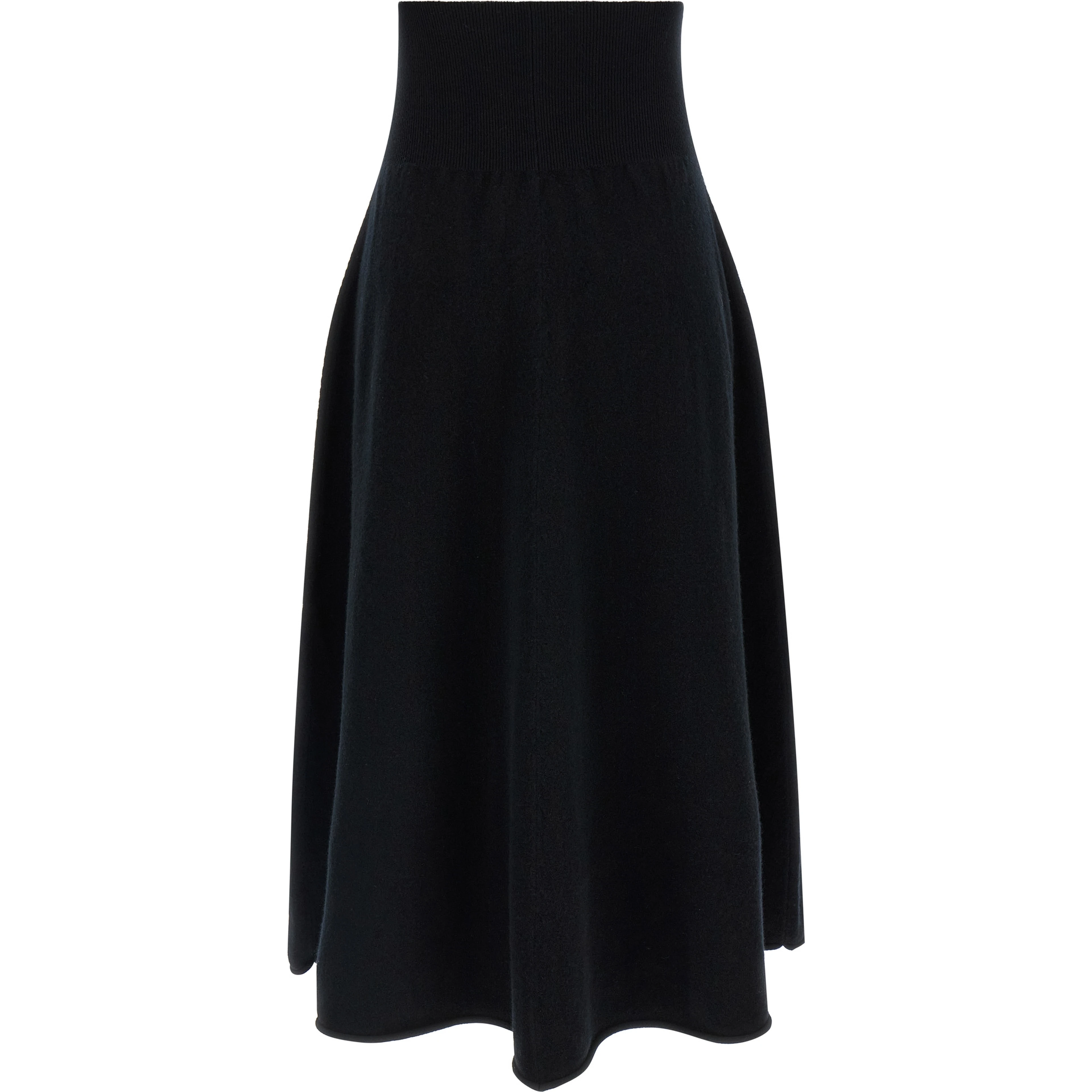Black Cashmere Midi Skirt