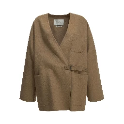 Short coat in camel and mohair