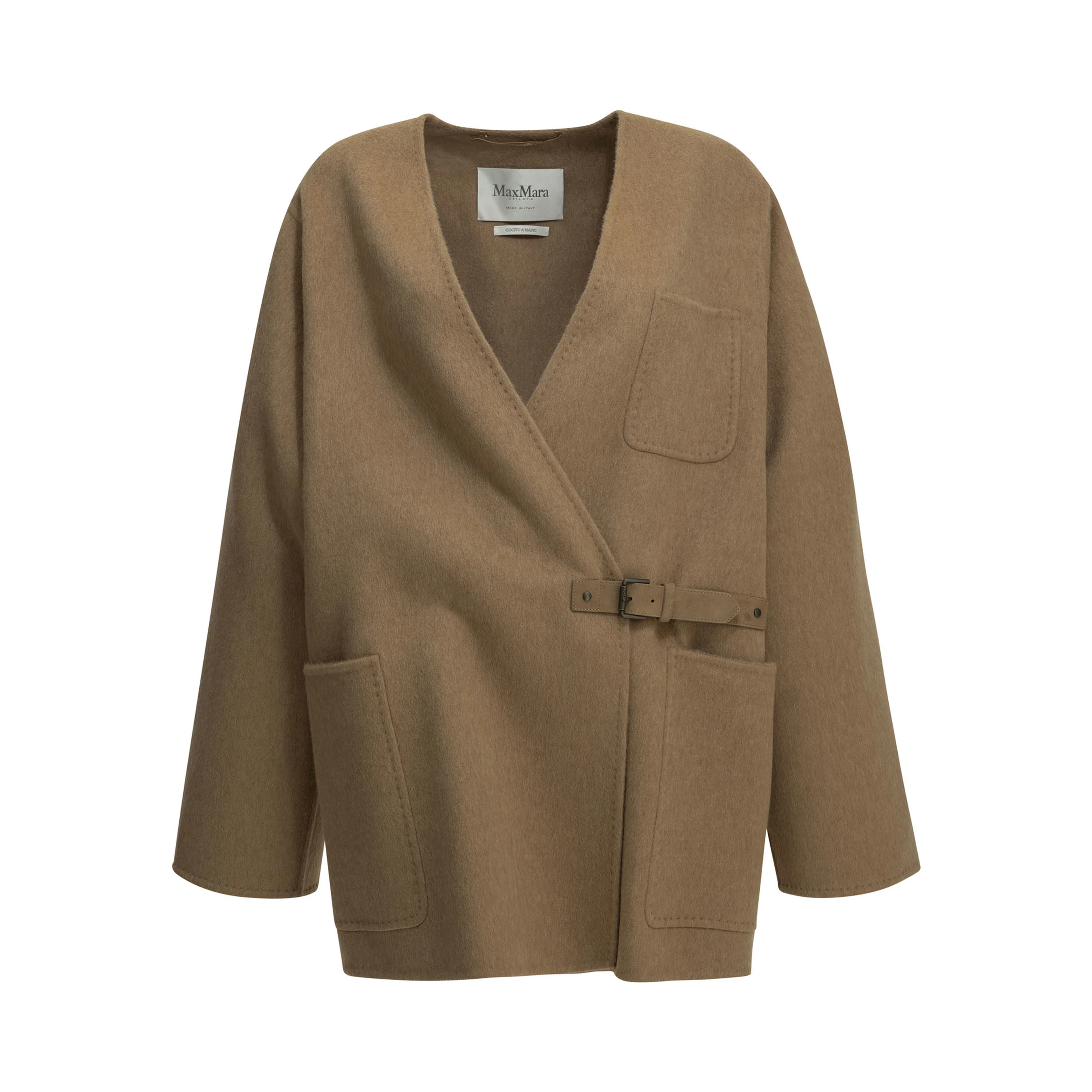Short coat in camel and mohair