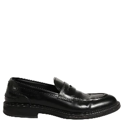 Black Brushed Calf Leather Loafers Shoes