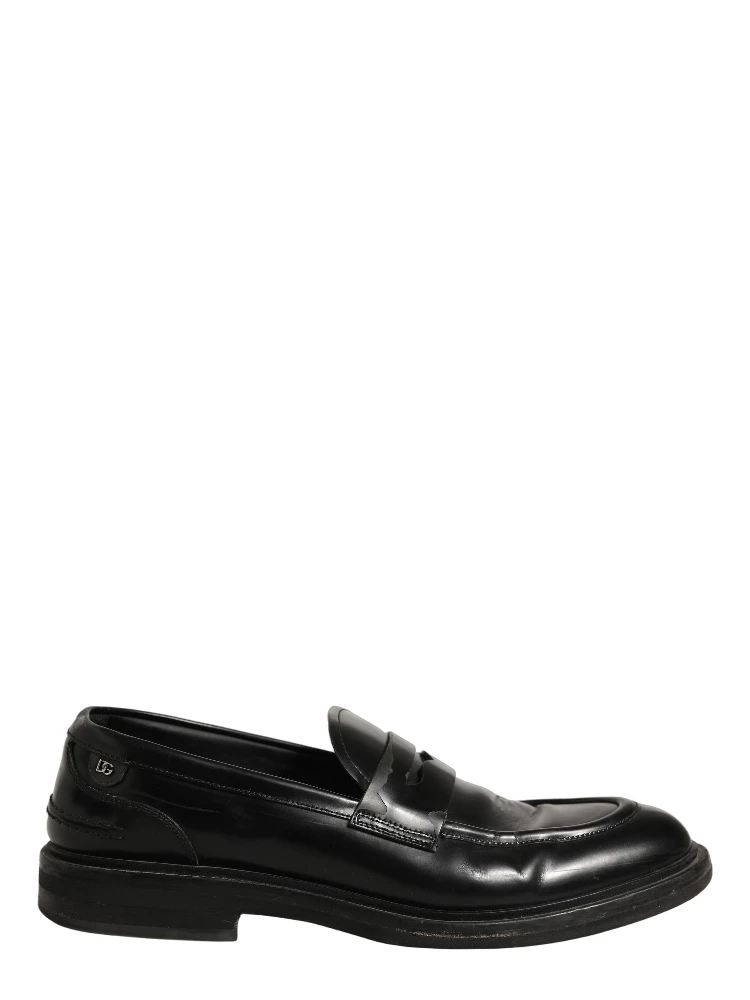 Black Brushed Calf Leather Loafers Shoes