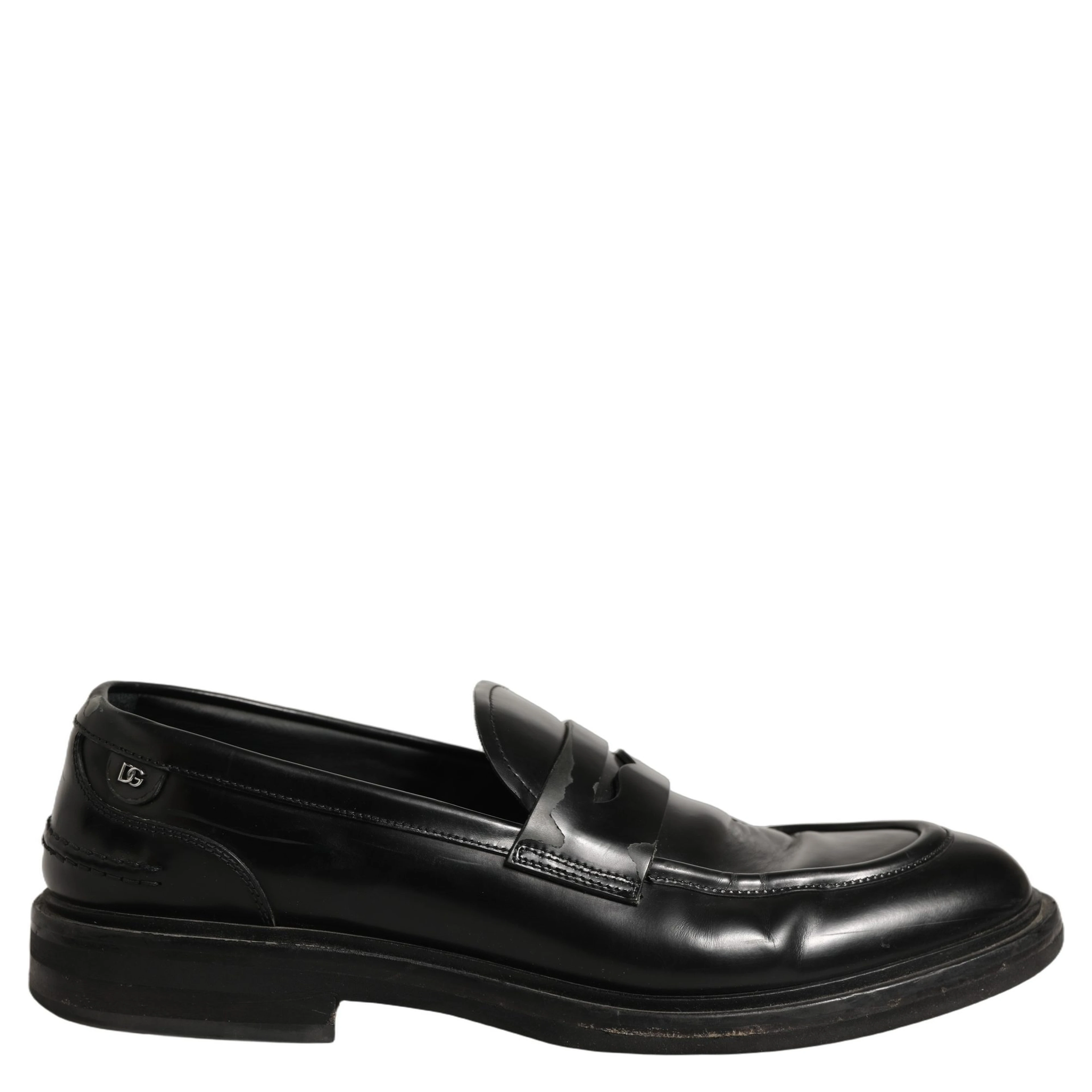 Black Brushed Calf Leather Loafers Shoes