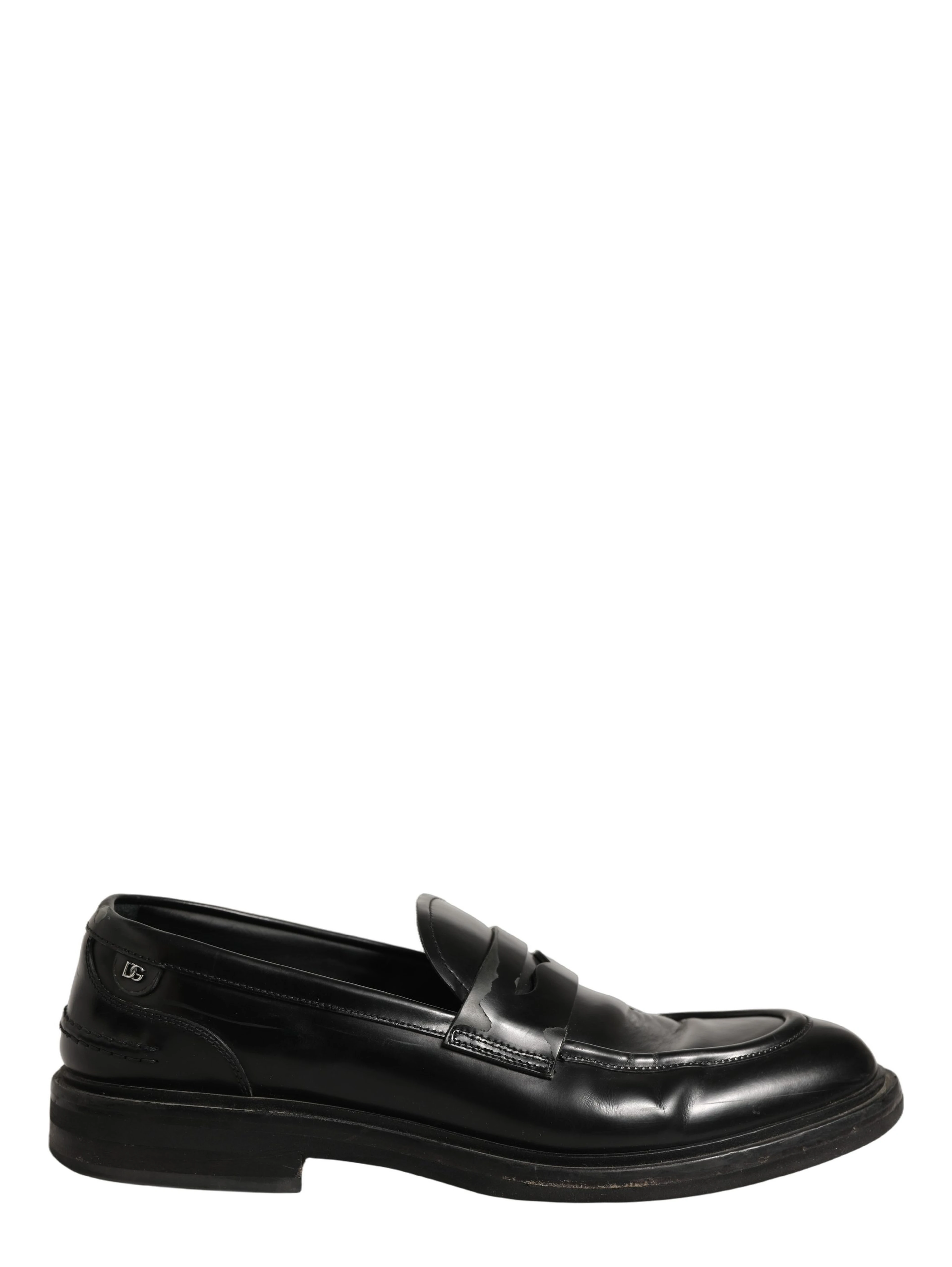 Black Brushed Calf Leather Loafers Shoes