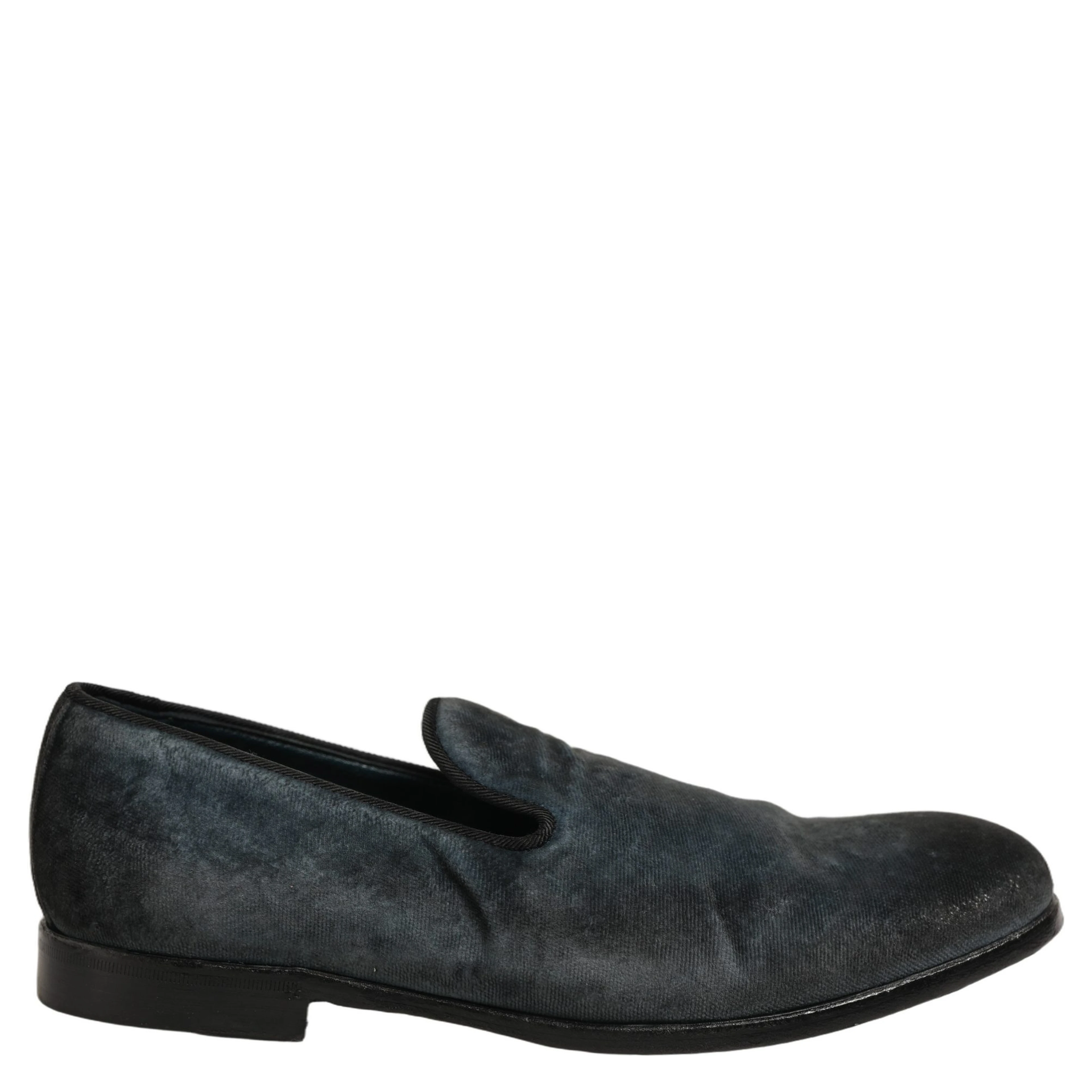Blue Suede Slip On Men Slippers Loafers Shoes