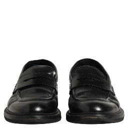 Black Brushed Calf Leather Loafers Shoes