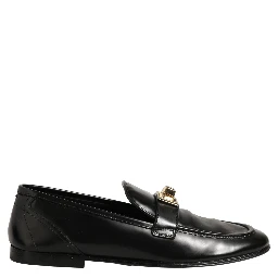 Black Leather Logo Plaque Men Loafers Shoes