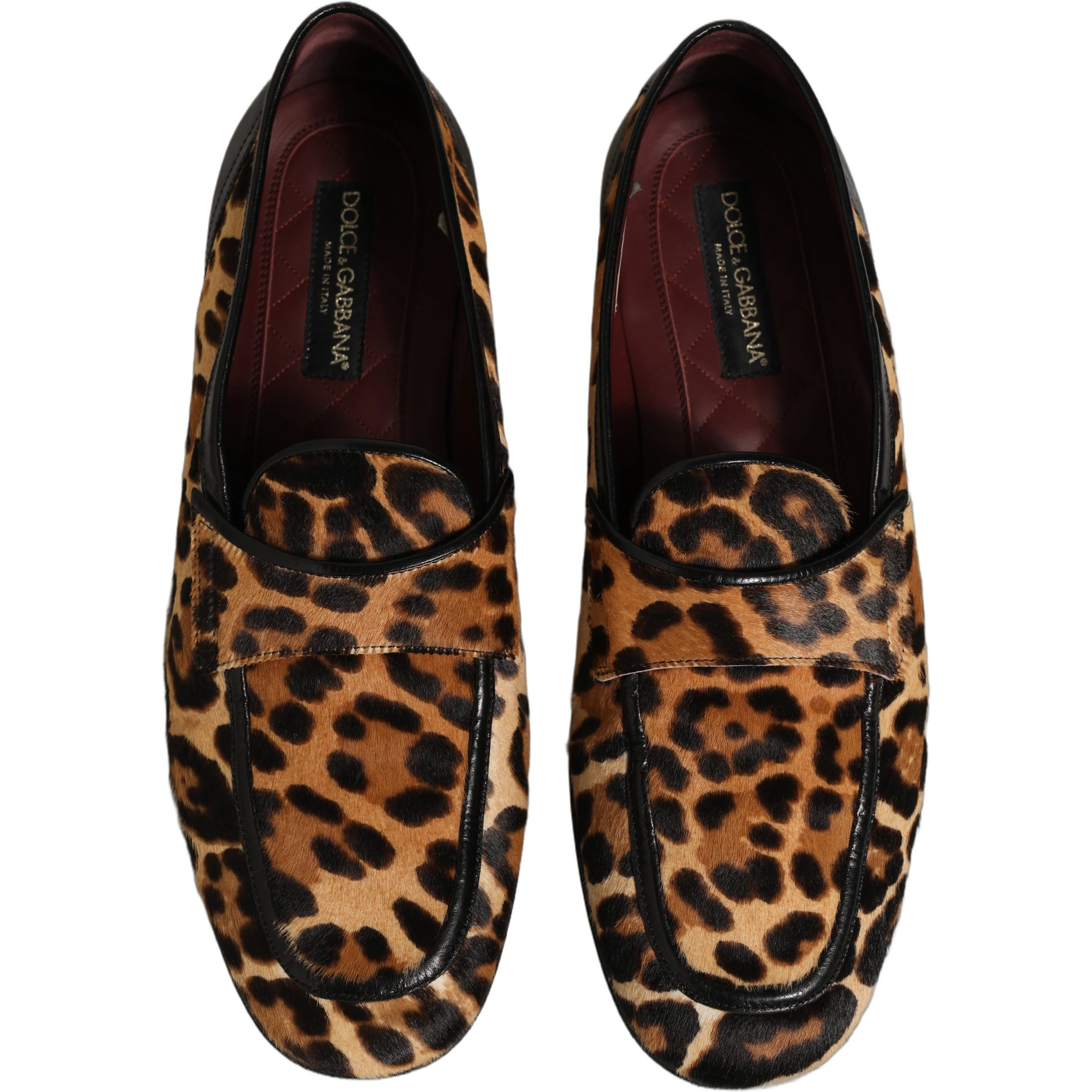 Brown Leopard Calf Hair Flats Loafers Shoes
