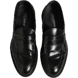 Black Brushed Calf Leather Loafers Shoes