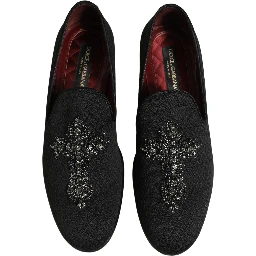 Black Suede Cross Slip On Men Loafers Shoes