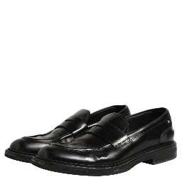 Black Brushed Calf Leather Loafers Shoes