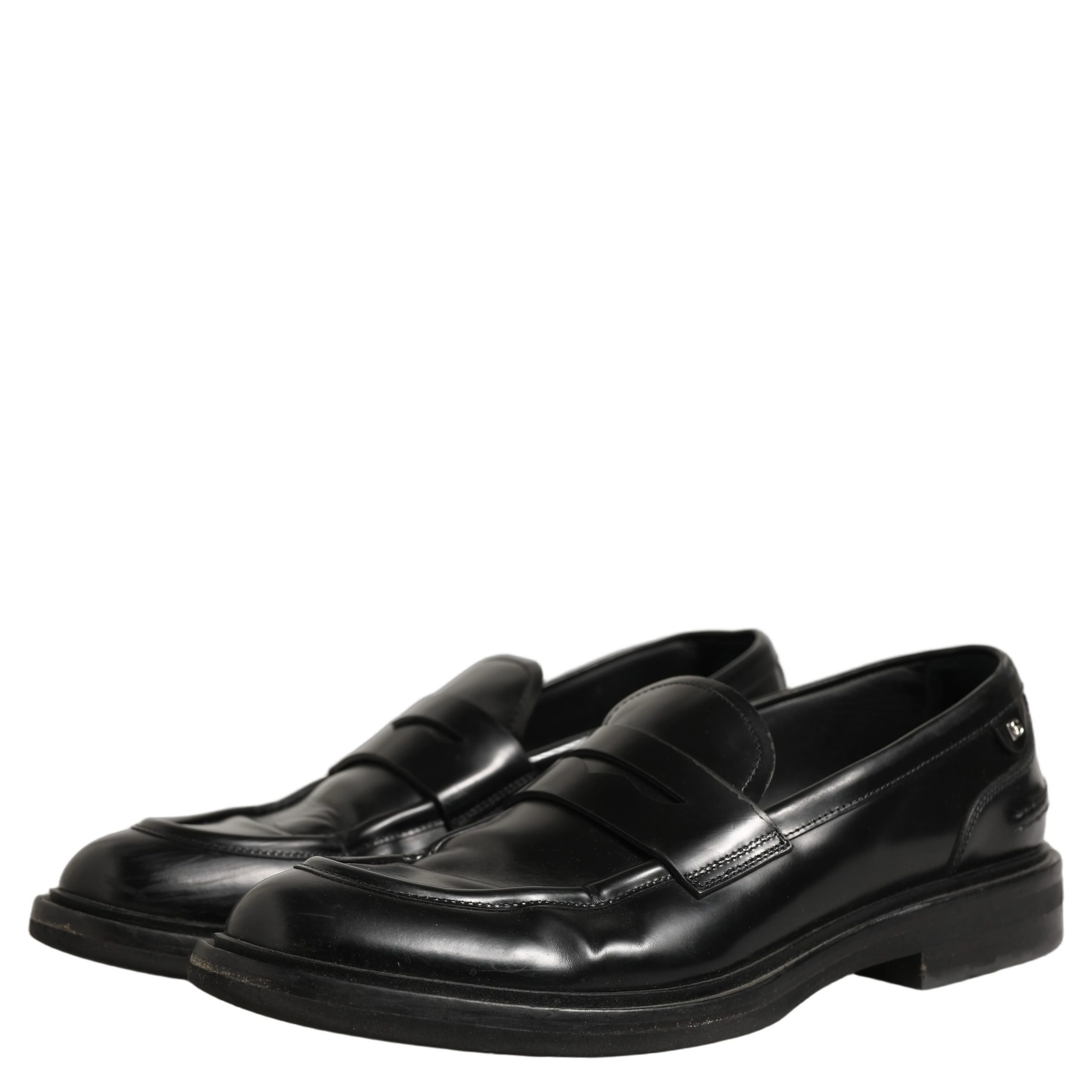 Black Brushed Calf Leather Loafers Shoes
