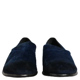 Blue Suede Slip On Men Slippers Loafers Shoes