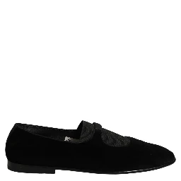 Black Velvet Slip On Slippers Loafers Shoes
