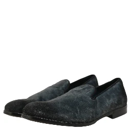 Blue Suede Slip On Men Slippers Loafers Shoes