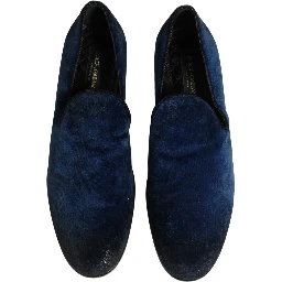 Blue Suede Slip On Men Slippers Loafers Shoes