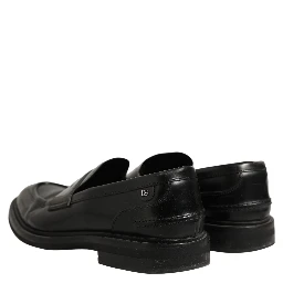 Black Brushed Calf Leather Loafers Shoes