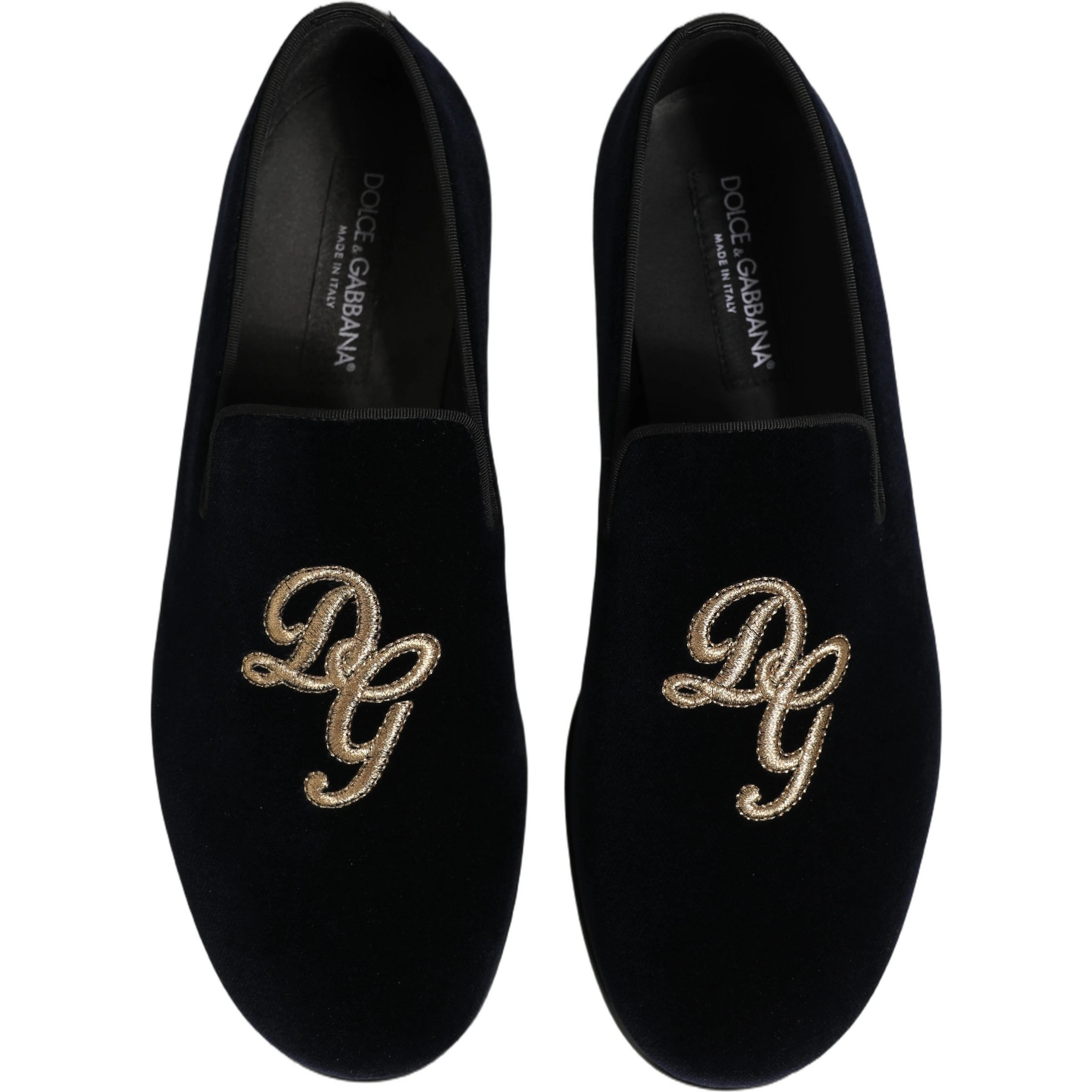 Black Suede DG Logo Slippers Men Loafers Shoes