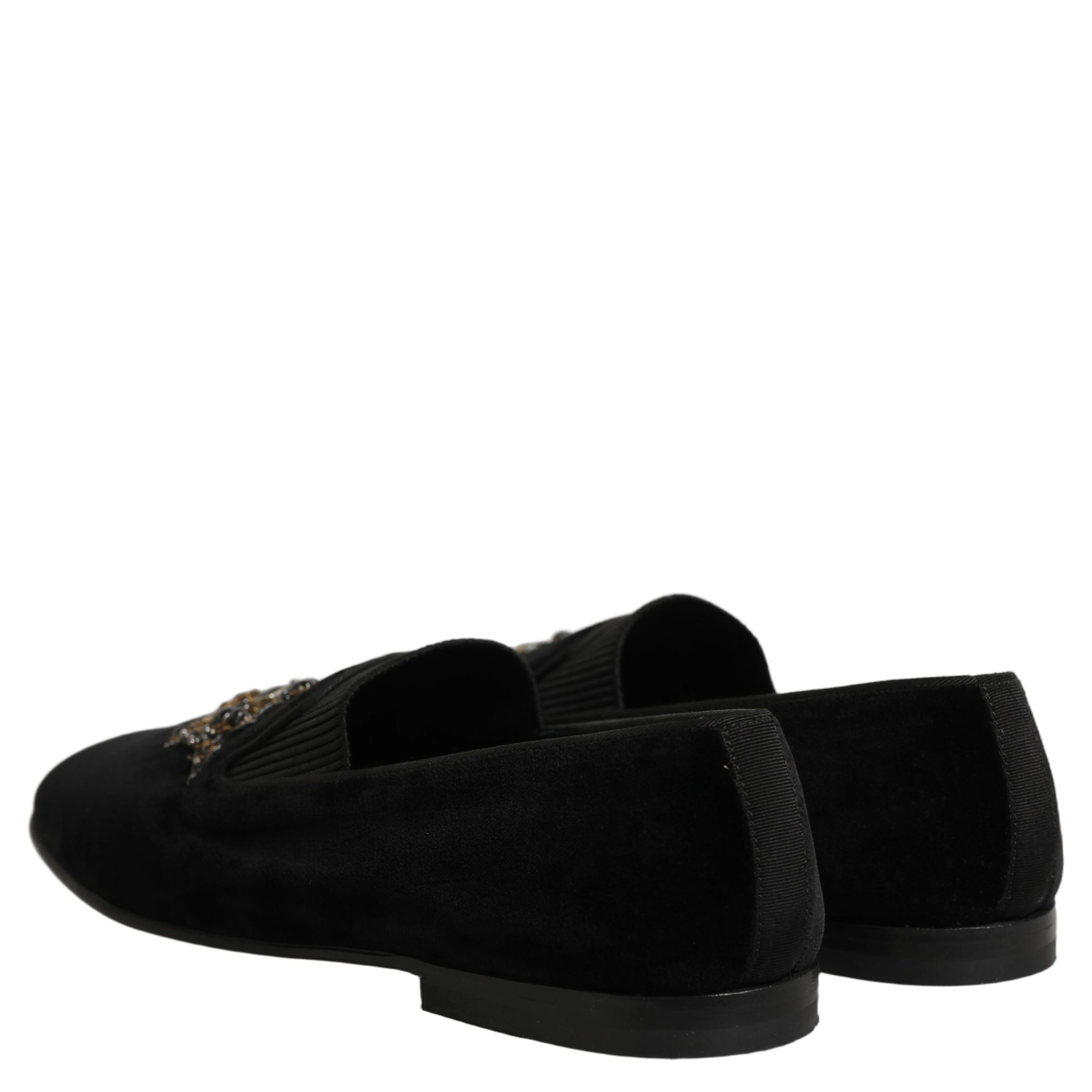 Black Crown Embellished Men Loafers Shoes