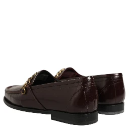 Maroon DG Chain Calfskin Leather Loafers Shoes