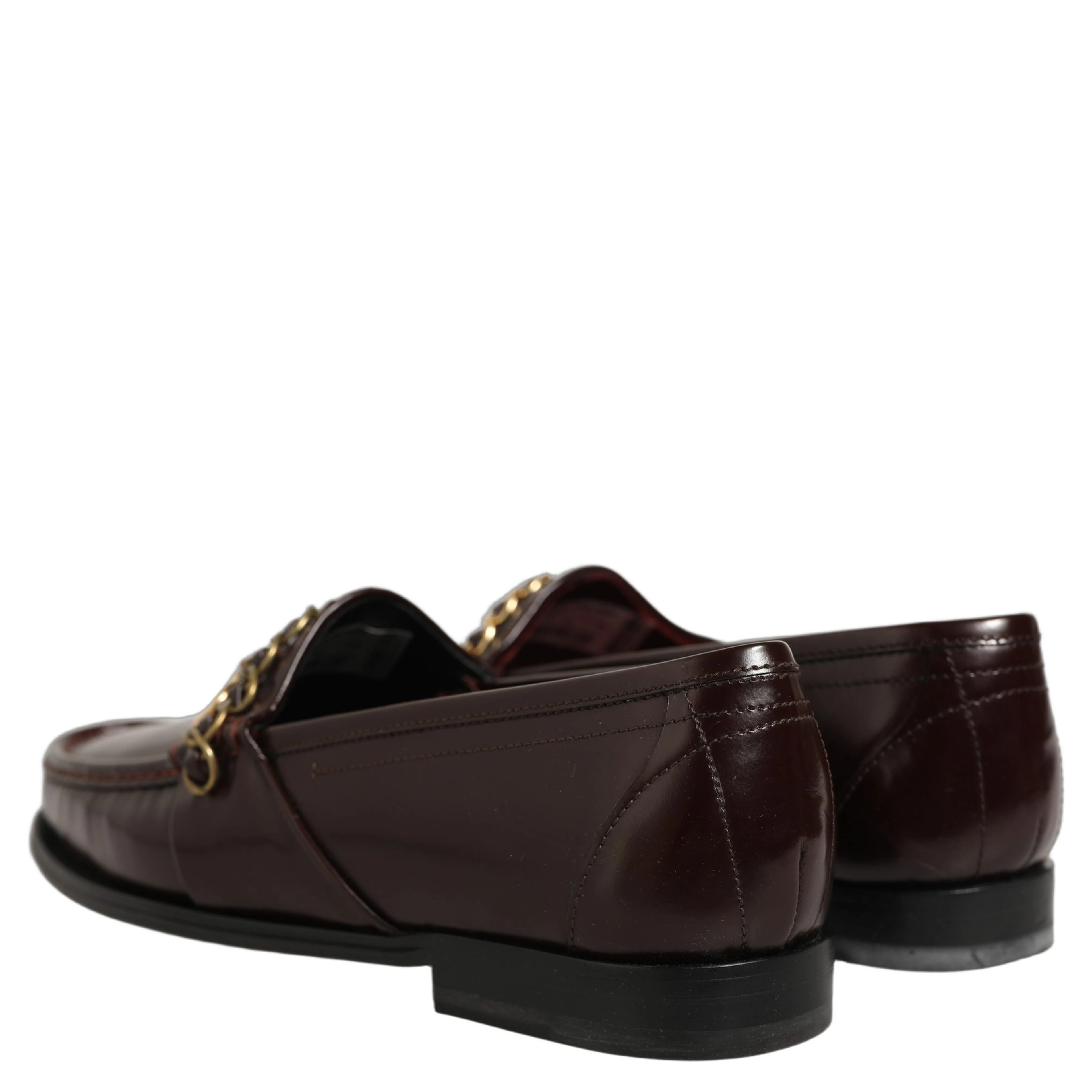 Maroon DG Chain Calfskin Leather Loafers Shoes
