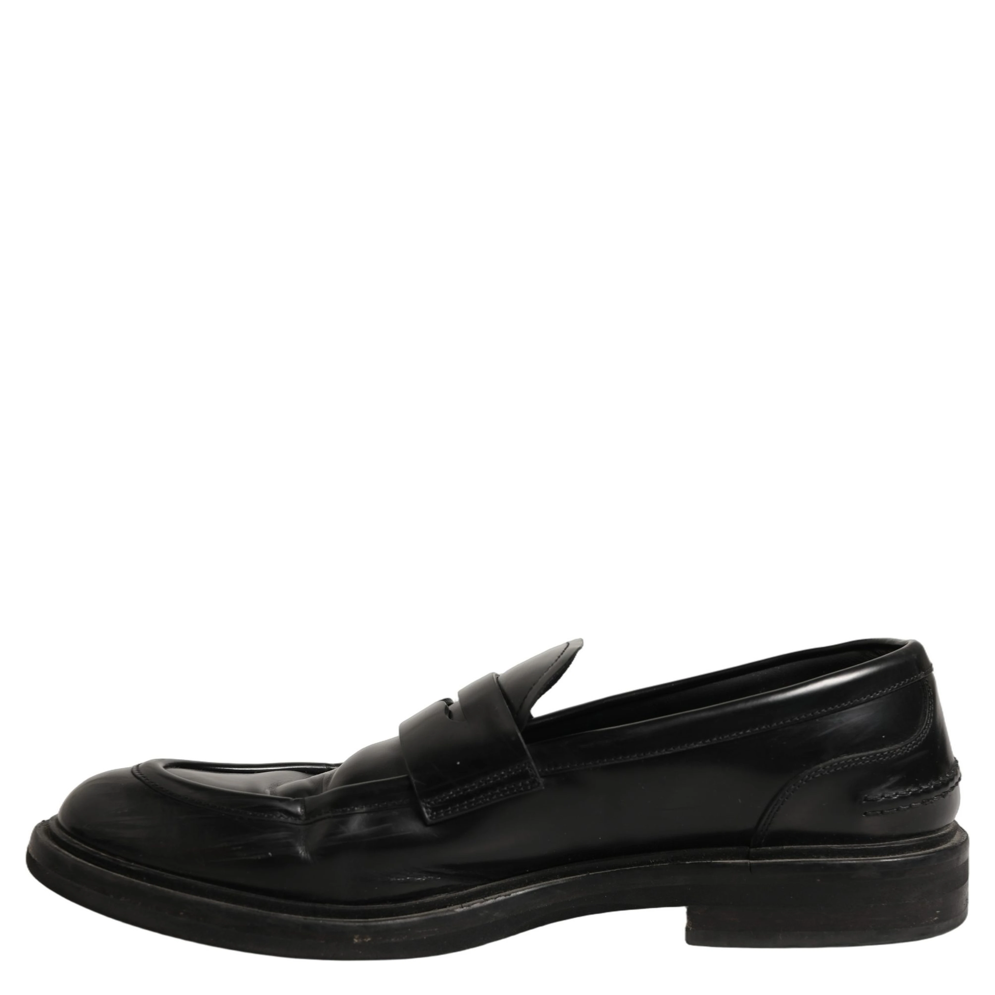 Black Brushed Calf Leather Loafers Shoes