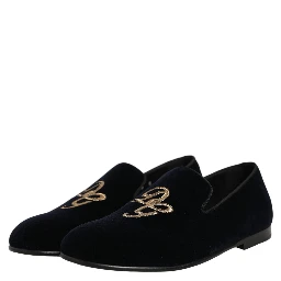 Black Suede DG Logo Slippers Men Loafers Shoes